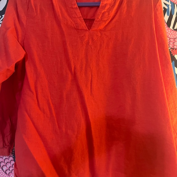 Linen long sleeve blouse size small orangey red - Picture 4 of 6